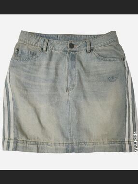 Adidas Adilenium Season 3 Denim Maxi Skirt 3-Stripe Cargo Size 8 Main Skirt Only